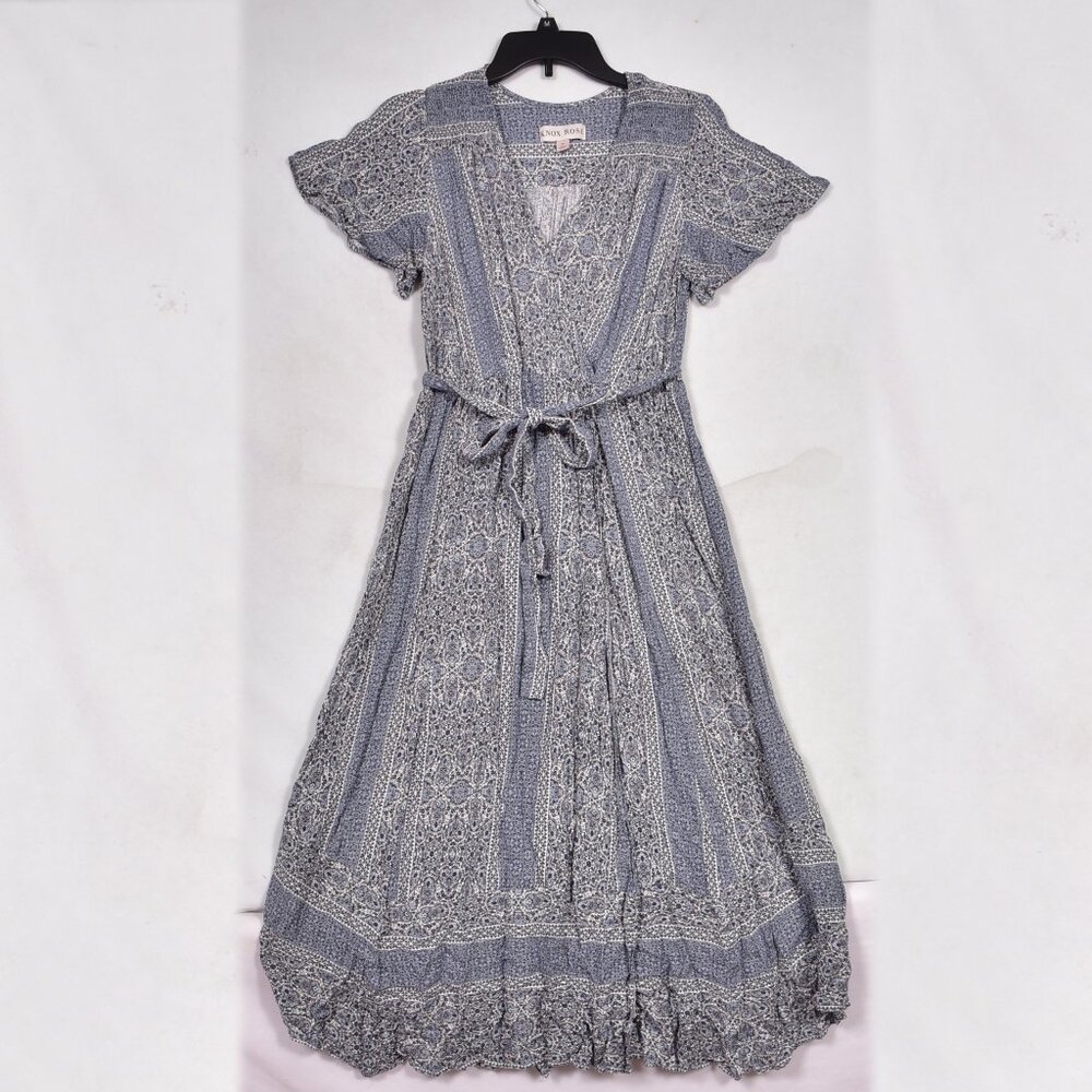 Knox Rose Women's Navy White Maxi Dress Size Medium V Neck